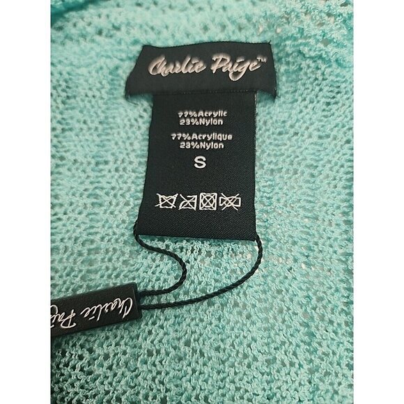 Charlie Paige Cardigan Sweater Light Blue Sleeveless Knit NWT Women's Small - Picture 8 of 9